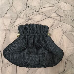 Vanessa pleated full Black Evening Bag Purse !